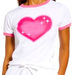 NWT Nordstrom BP Gender inclusive Ringer ClassicTea in White-Pink.